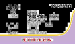 VICRYL PLUS непофарбований 45см M1.5 USP4/0 одна голка P-3 PRIME, тип зворотньо-ріжуча Reverse Cutting, 13мм, 3/8 кола